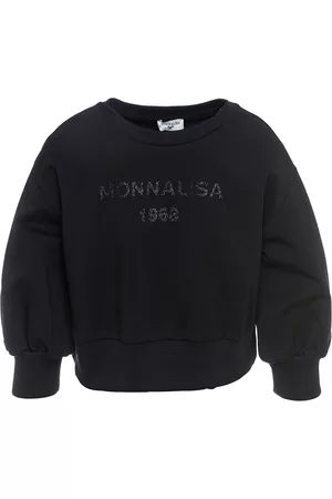 MONNALISA Girls Sweatshirts - Cropped sweatshirt with ruffles