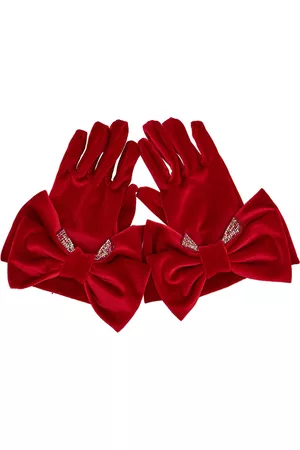 MONNALISA Girls Gloves - Maxi bow velvet gloves