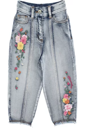 MONNALISA Embroidered denim jeans
