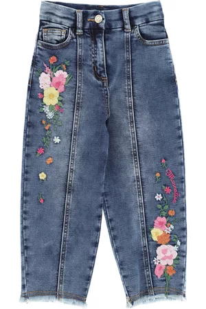 MONNALISA Embroidered denim jeans
