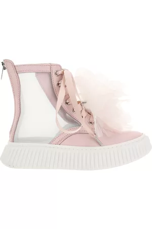 MONNALISA Girls Ankle Boots - Floral rubber and leather combat boots