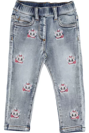 MONNALISA Girls Jeans - Aristocats embroidered jeans