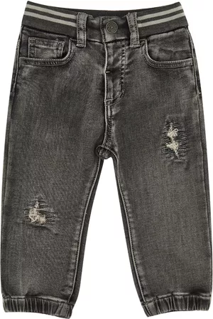 MONNALISA Boys Jeans - Embroidered denim jeans