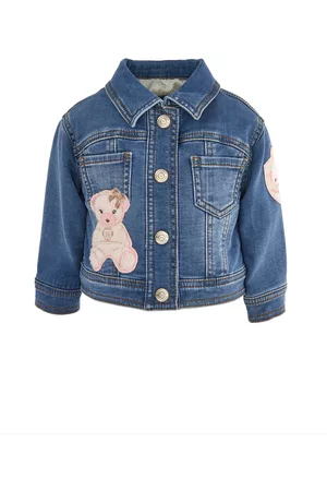 MONNALISA Girls Fleece Jackets - Teddy denim fleece jacket