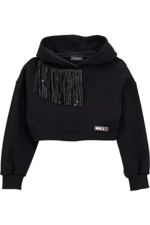 MONNALISA Cropped sweatshirt with fringes