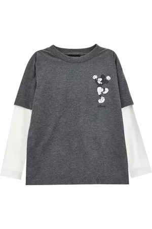 MONNALISA Boys Long Sleeved T-shirts - Mickey Mouse double sleeve jersey T-shirt