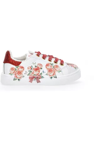 MONNALISA Girls Sneakers - Leather sneakers with roses