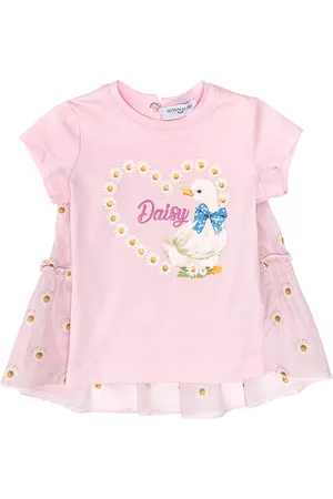 MONNALISA Girls Short Sleeved T-Shirts - T-SHIRT GODET ST.MARGHERI JERSEY COTONE