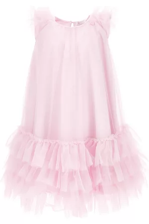 MONNALISA Girls Graduation Dresses - Tulle dress with small ruffles