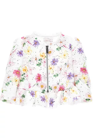 MONNALISA Floral basketweave jacket