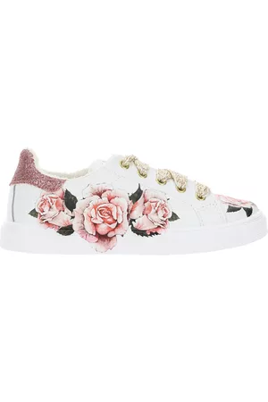 MONNALISA Girls Sneakers - Leather sneakers with roses