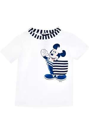 MONNALISA Boys Short Sleeved T-Shirts - Mickey T-shirt with striped pocket