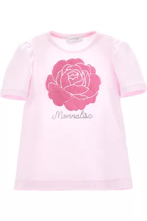 MONNALISA Girls Short Sleeved T-Shirts - T-shirt with glitter rose