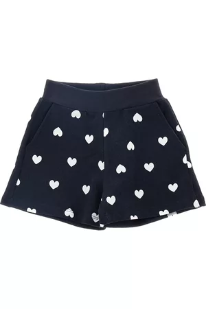 MONNALISA Girls Sports Shorts - Fleece shorts with logo and hearts