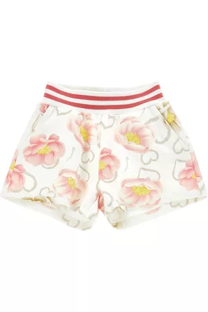 MONNALISA Girls Sports Shorts - Anemone print fleece shorts