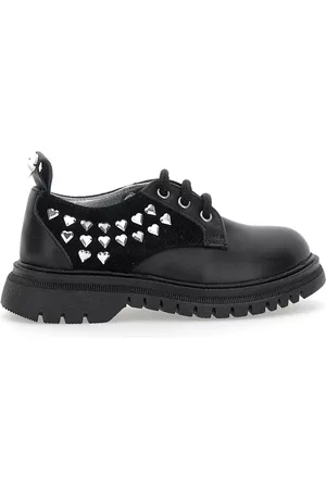 MONNALISA Girls Formal Shoes - Lace-up leather shoes with studs