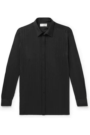 Saint Laurent draped organic-silk shirt - Black