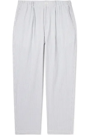 NANAMÍCA Club Straight-Leg Pleated Striped Cotton-Seersucker Suit Trousers - Men - - UK/US 34
