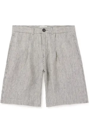 OLIVER SPENCER Straight-Leg Pleated Striped Linen Shorts - Men - - UK/US 28