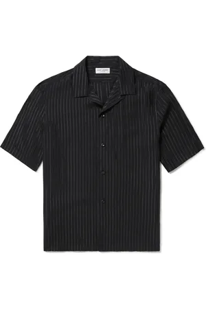 Saint Laurent Camp-Collar Striped Silk-Charmeuse Shirt - Men - - 41