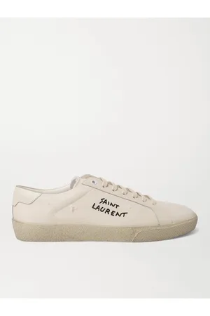 Saint Laurent SL/06 Court Classic Leather-Trimmed Logo-Embroidered Distressed Canvas Sneakers - Men - - EU 39