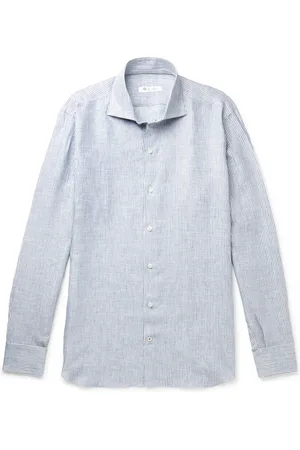Loro Piana Albert Slim-Fit Cutaway-Collar Striped Linen Shirt - Men - - EU 44