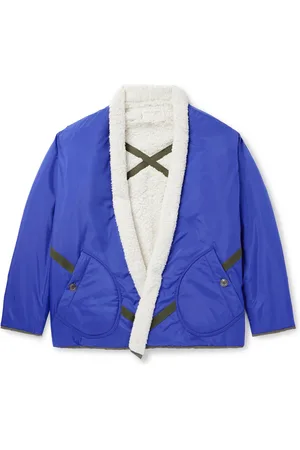 GREG LAUREN Shawl-Collar Grosgrain-Trimmed Fleece-Lined Shell Jacket - Men - - 2
