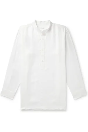 Loro Piana Jeri Grandad-Collar Linen Half-Placket Shirt - Men - - XL