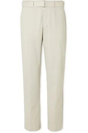 OFFICINE GENERALE Straight-Leg Belted Cotton-Twill Trousers - Men - - UK/US 34