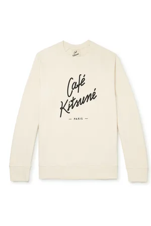 Café Kitsuné Logo-Print Cotton-Jersey Sweatshirt - Men - - XS