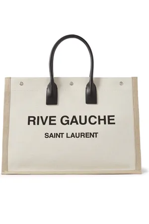 Saint Laurent Leather-Trimmed Logo-Print Linen and Cotton-Blend Canvas Tote Bag - Men