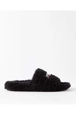 Balenciaga Logo-Embroidered Faux Shearling Slides - Men - - EU 40