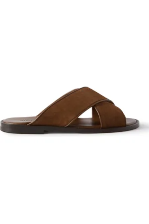 Manolo Blahnik Otawi Leather-Trimmed Suede Sandals - Men - - UK 12