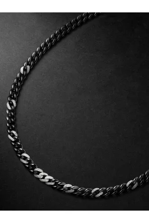 Shay 18-Karat White Gold, Ceramic and Diamond Necklace - Men