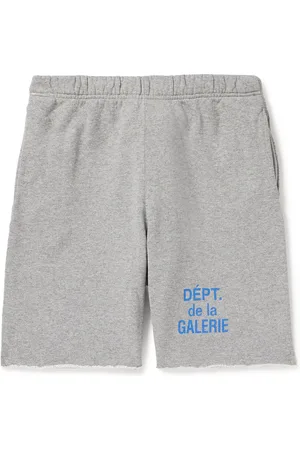 GALLERY DEPT. Straight-Leg Logo-Print Frayed Cotton-Jersey Drawstring Shorts - Men - - S