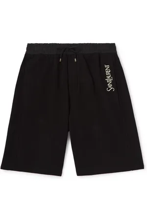 Saint Laurent Straight-Leg Logo-Embroidered Cotton-Jersey Drawstring Shorts - Men - - L