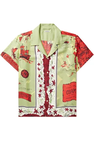 BODE Guam Camp-Collar Printed Silk Crepe de Chine Shirt - Men - - XXL