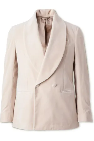 DE PETRILLO Positano Shawl Collar Double-Breasted Cotton-Velvet Tuxedo Jacket - Men - - IT 46