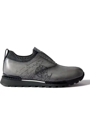 Berluti Scritto Cashmere-Trimmed Venezia Leather Slip-On Sneakers - Men - - UK 9