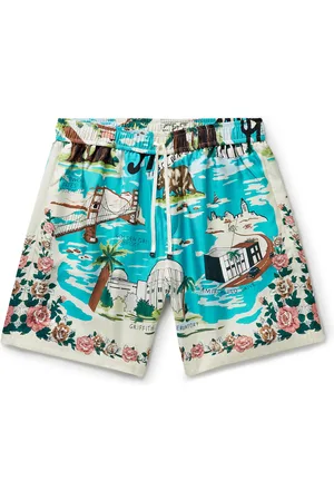 AMIRI California Straight-Leg Printed Silk-Twill Drawstring Shorts - Men - - S