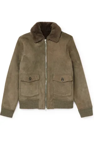 OFFICINE GENERALE Collin Shearling-Lined Suede Flight Jacket - Men - - XL