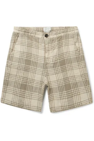 OLIVER SPENCER Osborne Straight-Leg Checked Organic Linen Shorts - Men - - XS