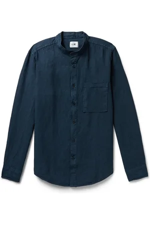 NN.07 Eddie Grandad-Collar Linen Shirt - Men - - XL