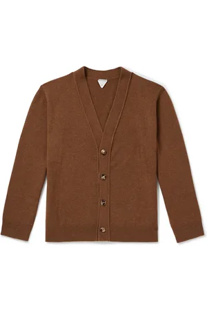 Bottega Veneta Intrecciato Leather-Trimmed Cashmere-Blend Cardigan - Men - - S