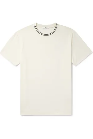 Mr P. Striped Pointelle-Trimmed Organic Cotton-Jersey T-Shirt - Men - - XS