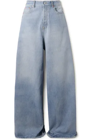 Blue Elasticated Waist Wide Leg Dad Jeans