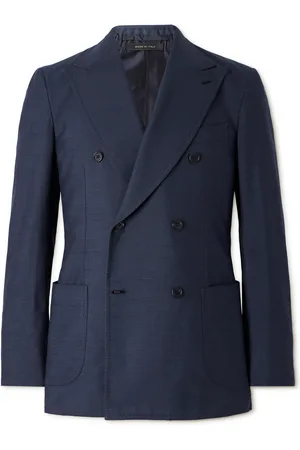 BRIONI Amalfi Double-Breasted Silk-Dupioni Suit Jacket - Men - - IT 48