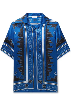 Off-White Shibori logo-print silk shirt - Blue