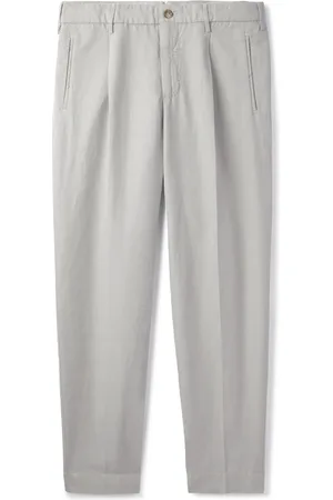 Incotex Tapered Cropped Pleated Chinolino Trousers - Men - - IT 46