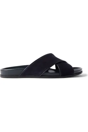 Manolo Blahnik Chiltern Leather-Trimmed Suede Sandals - Men - - UK 11